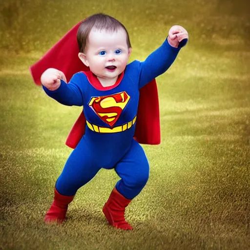 Image similar to realistic baby superman, photograph