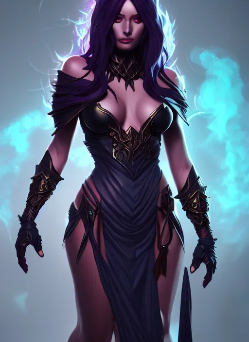 Image similar to dark sorceress fullbody pose, highly detailed, artgerm style, artstation, soft light, sharp focus, illustration, character design, concept art