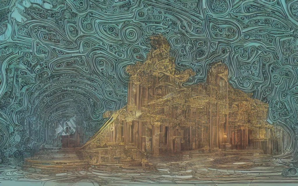 Image similar to palace of the god minds, future perfect, award winning digital art extremely detailed