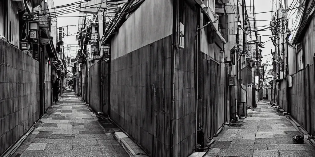 Image similar to japanese city back alleys by robert hubert