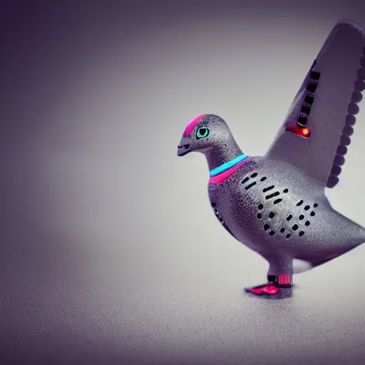 Image similar to bionic!!!!!! robot carrier pigeon!!!!!!!!!!!!! usb flying!!!!!!! photo photography shallow depth of field soft focus