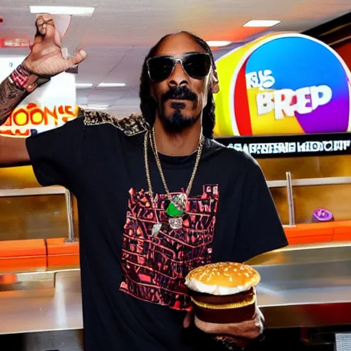 Prompt: snoop dogg visits burger king and starts a fight