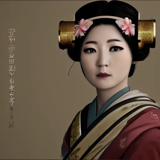 Image similar to hi resolution geisha portrait yasutomo oka steampunk 8 k ultrarealistic