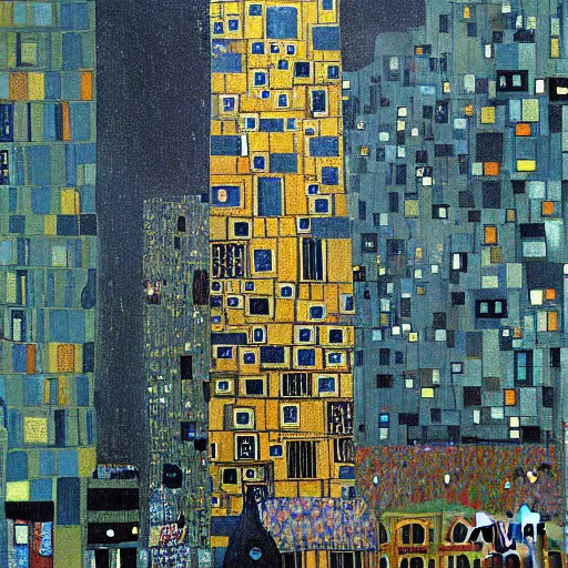 Prompt: downtown new york painting by klimt