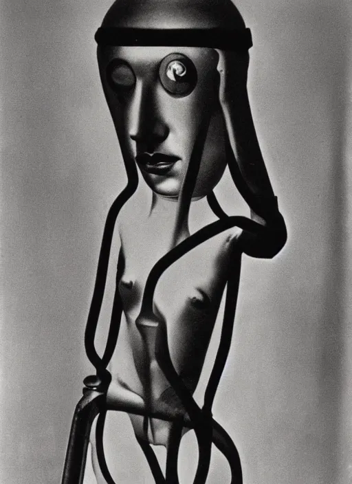 Prompt: Portrait of a cyclops girl, surreal photography by Man Ray