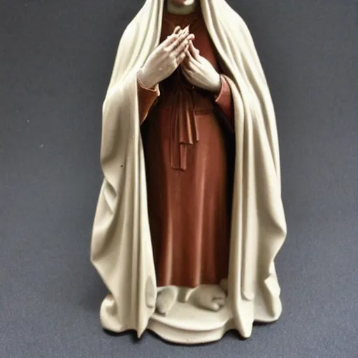 Prompt: holy roman chalkware bust virgin Mary antique painted sacred Catholic pearlescent coloring