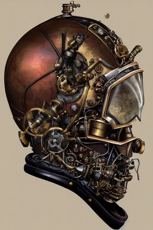 Image similar to steampunk helmet fantasy art mask robot ninja stylized digital illustration sharp focus, elegant intricate digital painting artstation concept art global illumination ray tracing advanced technology chaykin howard and campionpascale and cooke darwyn and davis jack