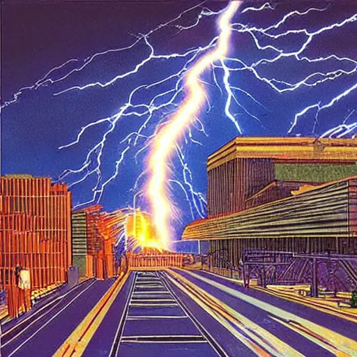 power transformer exploding from lightning strike, Stable Diffusion