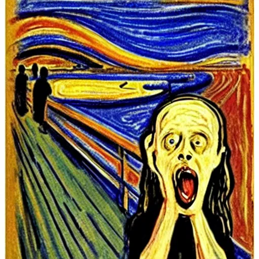 Prompt: munch's the scream featuring macaulay culkin from home alone