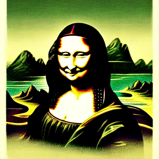 Prompt: graphic illustration, creative design, mona lisa as medusa, biopunk, francis bacon, highly detailed, hunter s thompson, concept art