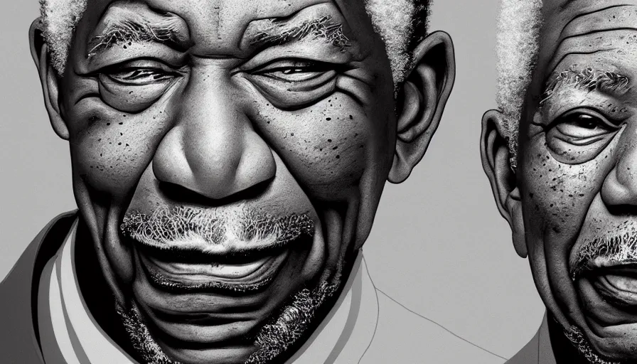 Prompt: Digital painting of crying Morgan Freeman, hyperdetailed, artstation, cgsociety, 8k