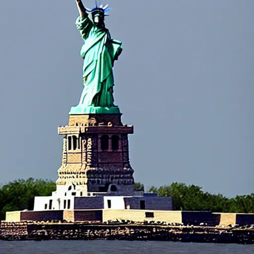 Prompt: a demolished and ruined statue of liberty