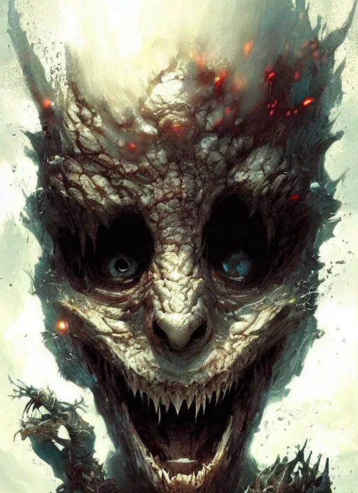 Prompt: 4k scary monster , art by greg rutkowski, art by craig mullins, art by thomas kincade, art by Yoshitaka Amano