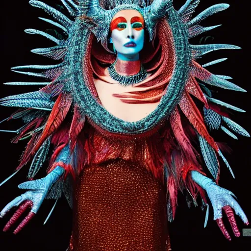 an alien queen with fish scales and feathers by jan | Stable Diffusion ...