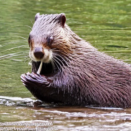 Prompt: munching a beaver edvard mink style