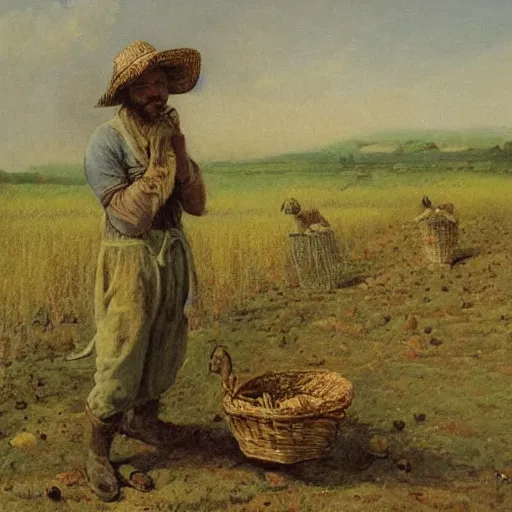 Prompt: pepe the from among the gleaners by jean francios millet