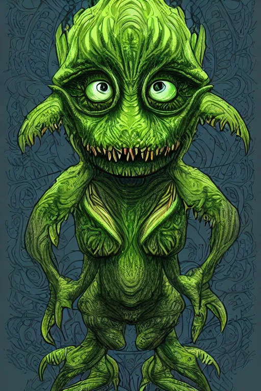 Image similar to broccoli goblin monster, symmetrical, highly detailed, digital art, sharp focus, trending on art station, anime art style