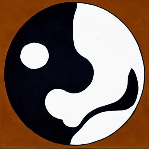 Image similar to a yin yang symbol, surrounded by a snake eating its own tail, drawing