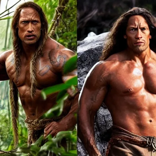 Image similar to Dwayne Johnson as tarzan