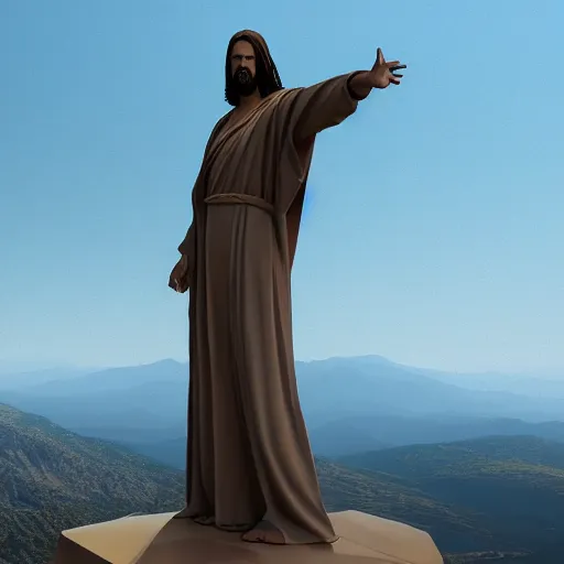 Prompt: highly detailed render of keanu reeves as Cristo Redentor statue, artstation art, unreal engine 4k, by Mike Winkelmann