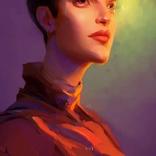 Image similar to portrait of a beautiful short haired woman, maya ali mage, gloomhaven, dynamic lighting, gaudy colors, octane render aesthetic, matte painting concept art, official fanart behance hd artstation by jesper ejsing, by rhads and makoto shinkai and lois van baarle and ilya kuvshinov and rossdraws