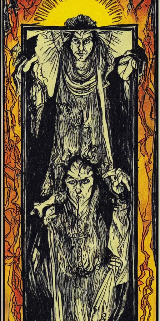 Image similar to the devil tarot card by austin osman spare