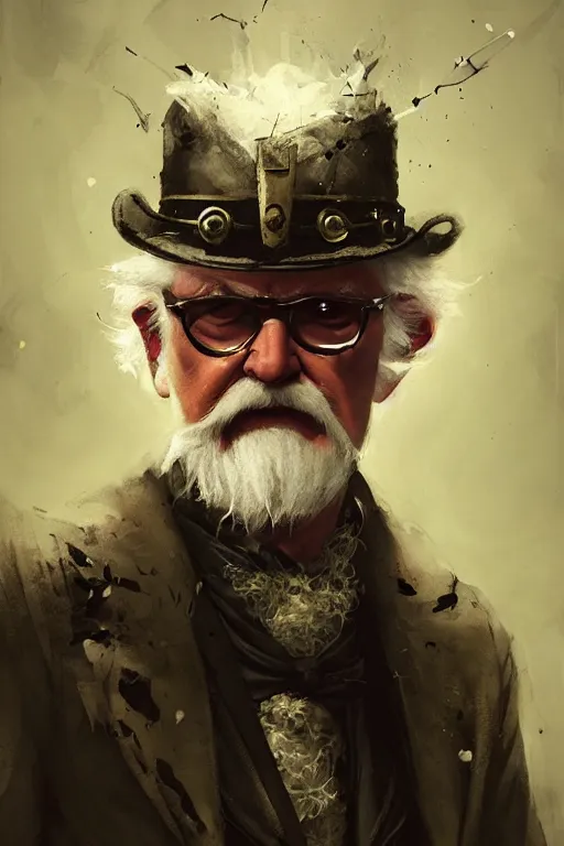 Image similar to colonel sanders, sorcerer, lord of the rings, tattoo, decorated ornaments by carl spitzweg, ismail inceoglu, vdragan bibin, hans thoma, greg rutkowski, alexandros pyromallis, perfect face, fine details, realistic shaded