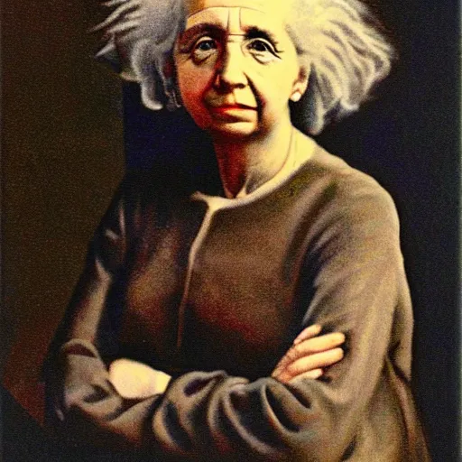 Prompt: young woman einstein portrait