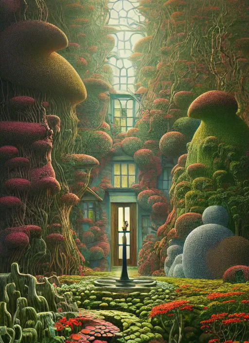 Prompt: hyper detailed 3d render like a Oil painting - the secret garden by Jacek Yerka, Mariusz Lewandowski, Houdini algorithmic generative render, Abstract brush strokes, Masterpiece, Edward Hopper and James Gilleard, Zdzislaw Beksinski, Mark Ryden, Wolfgang Lettl, hints of Yayoi Kasuma, octane render, 8k