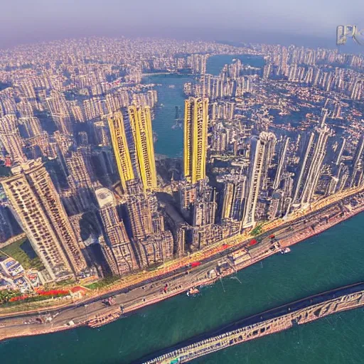 Image similar to an aerial 4 k cinematic shot of south mumbai