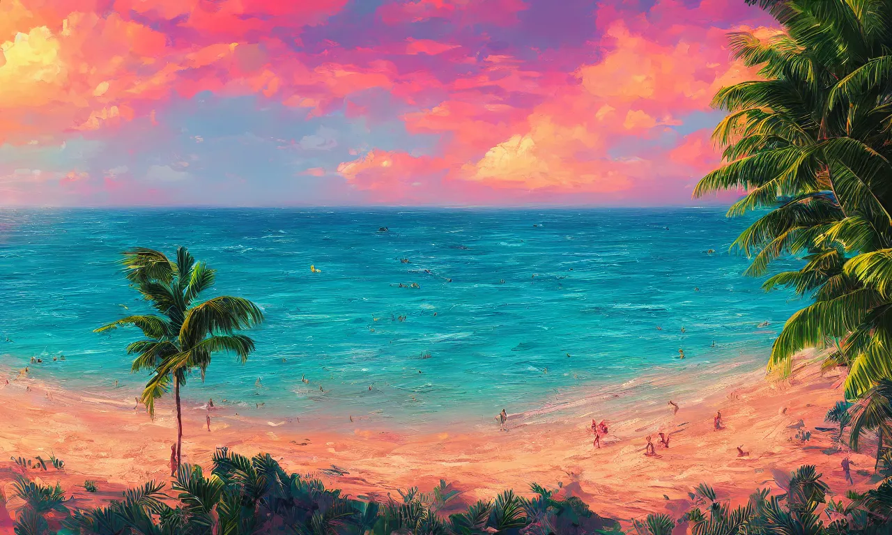 Image similar to paradise beach by alena aenami artworks in 4 k