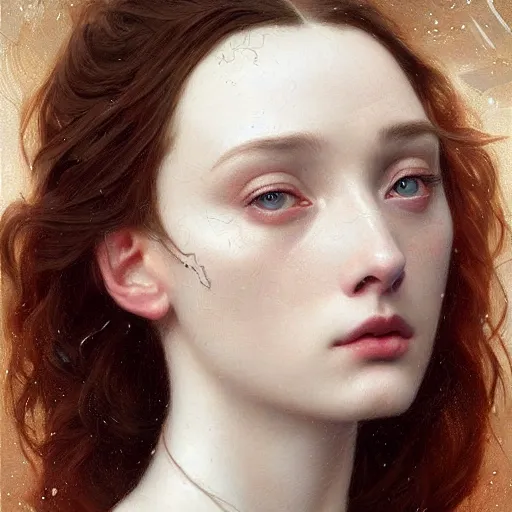 Image similar to beautiful striking Pre-Raphaelite Emma Dumont by Artgerm and Greg Rutkowski, pale, intricate, elegant, highly detailed, digital painting