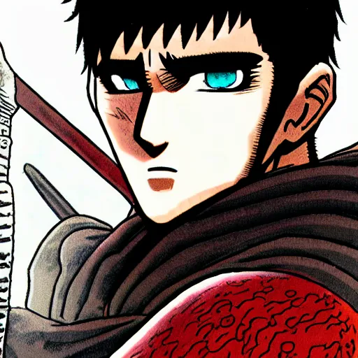 Image similar to guts from berserk in the style of chris chan, high detail