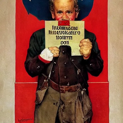 Prompt: portrait ridiculous communist costume, by norman rockwell