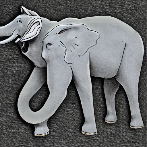 Prompt: a wolf merged with an elephant, photomorph artwork