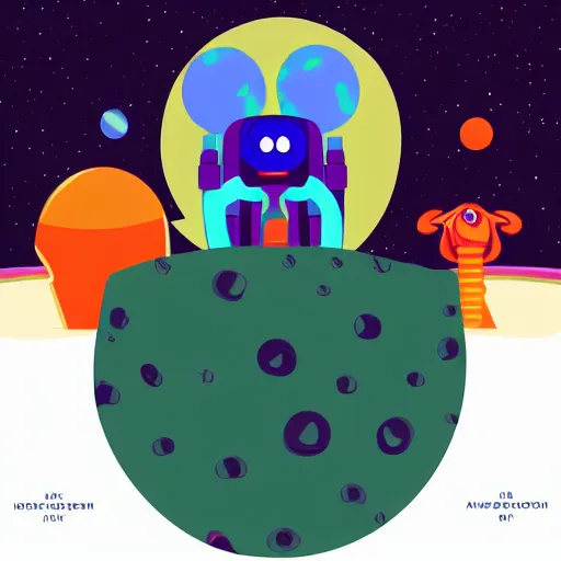 Prompt: anthropomorphic horse aliens partying on mars, style by kurzgesagt