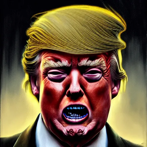 Image similar to portrait donald trump as a zombie looking down, 7 days to die zombie, fine art, award winning, subtle earthy tones, intricate, elegant, sharp focus, cinematic lighting, digital painting, 8 k concept art, by michael hussar and greg manchess and brom and z. w. gu, 8 k