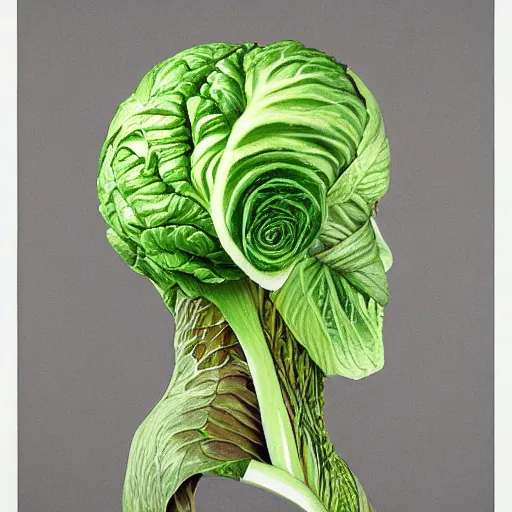 Image similar to the anatomy of a head of lettuce, an ultrafine detailed painting by james jean, behance contest winner, vanitas, angular, altermodern