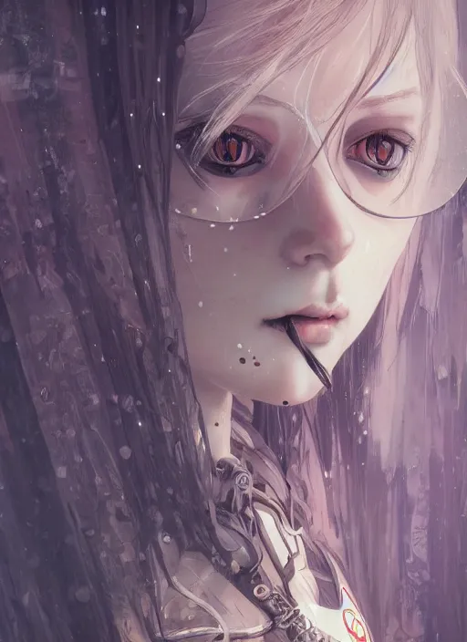 Prompt: portrait of beautiful young gothic maiden, cyberpunk, Warhammer, highly detailed, artstation, illustration, art by Gustav Klimt and Range Murata and Ilya Kuvshinov