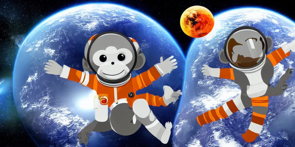 Prompt: monkey astronaut in space, planets surrounding, realistic,