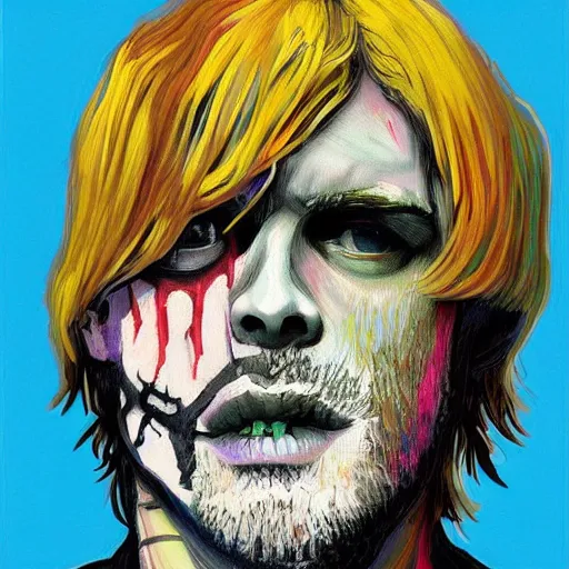 a portrait of a kurt cobain skull face, in the style | Stable Diffusion ...