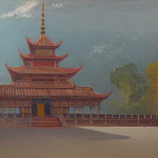 Prompt: “Quanzhou Kaiyuan Temple, oil on canvas, by Turner, 8k”