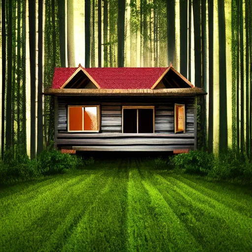 Image similar to house in forest, vhs screen