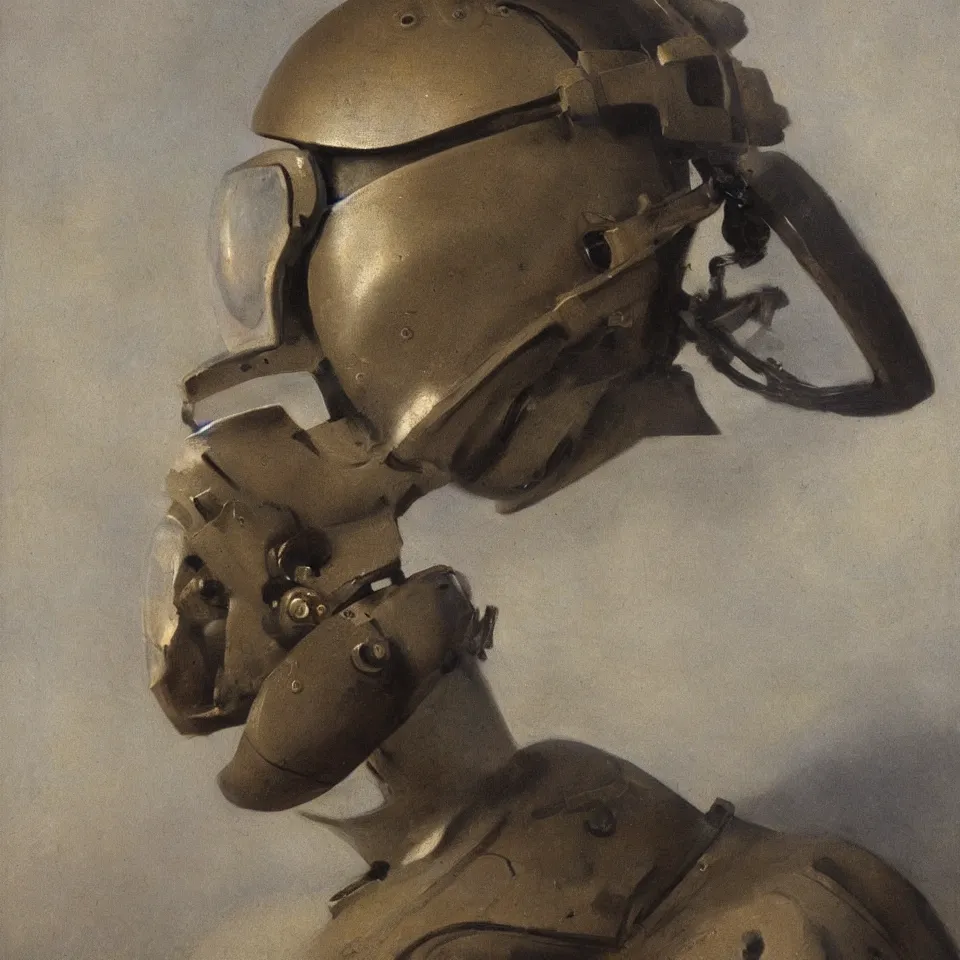 Image similar to a detailed bust of an astronaut helmet by camille corot, dynamic lighting, cinematic, epic composition, masterpiece