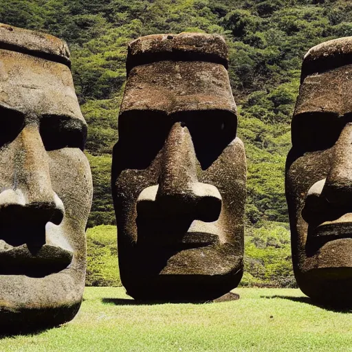 Prompt: Moai statue inside a TED talk