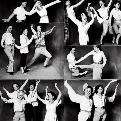 Prompt: people dancing in the style of philippe halsman