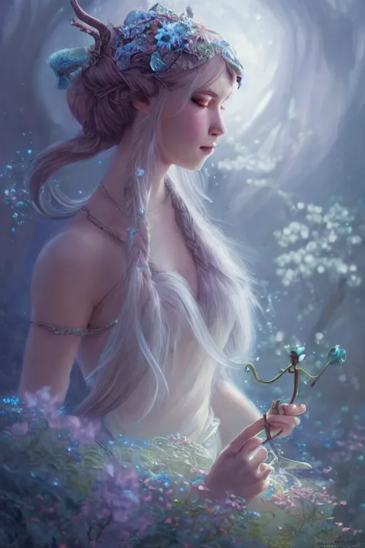 Image similar to fairy princess, highly detailed, d & d, fantasy, highly detailed, digital painting, trending on artstation, concept art, sharp focus, illustration, art by artgerm and greg rutkowski and fuji choko and viktoria gavrilenko and hoang lap