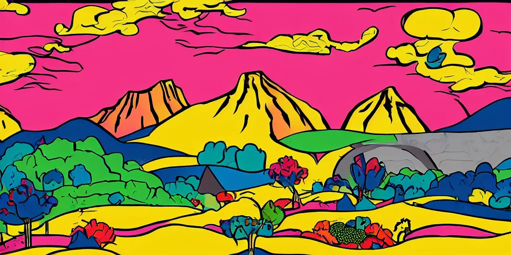 Image similar to pop art landscape illustration