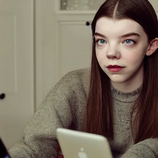 Image similar to anya taylor - joy as twitch streamer