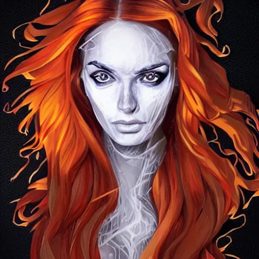 Prompt: woman portrait made out of ice and fire, beautiful, cyborg, comic book art, highly detailed